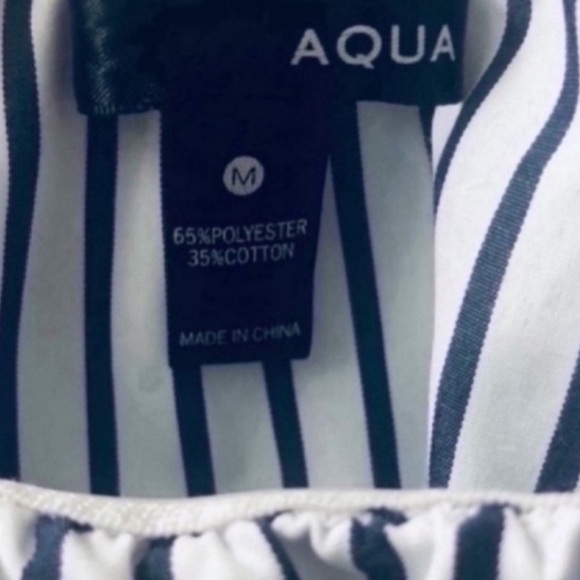 Aqua Blue and White Ruffled Off-Shoulder Blouse M - Picture 8 of 8